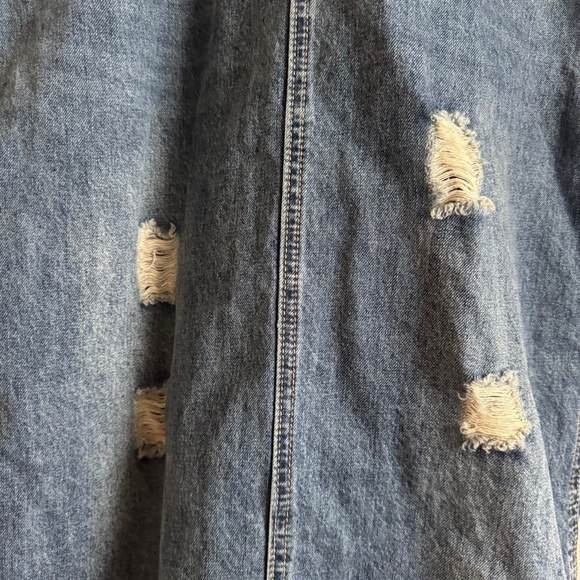 Amazon Distressed Suspender Denim Long Overall A-Line Pinafore Dress Small - Picture 7 of 9